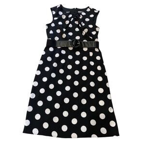 Studio I Dress Women Size 12 Polka Dot Midi Retro Classic Sleeveless 90s Y2K